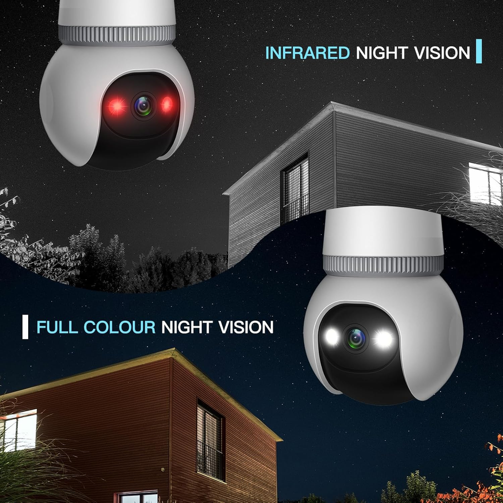 4MP Light Bulb Security Camera 5G&2.4GHz Wireless Outdoor Indoor Camera with Night Vision