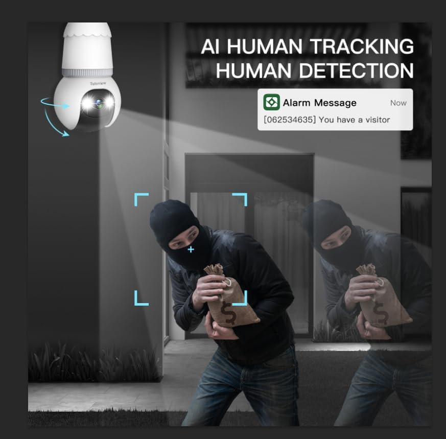 4MP Light Bulb Security Camera 5G&2.4GHz Wireless Outdoor Indoor Camera with Night Vision